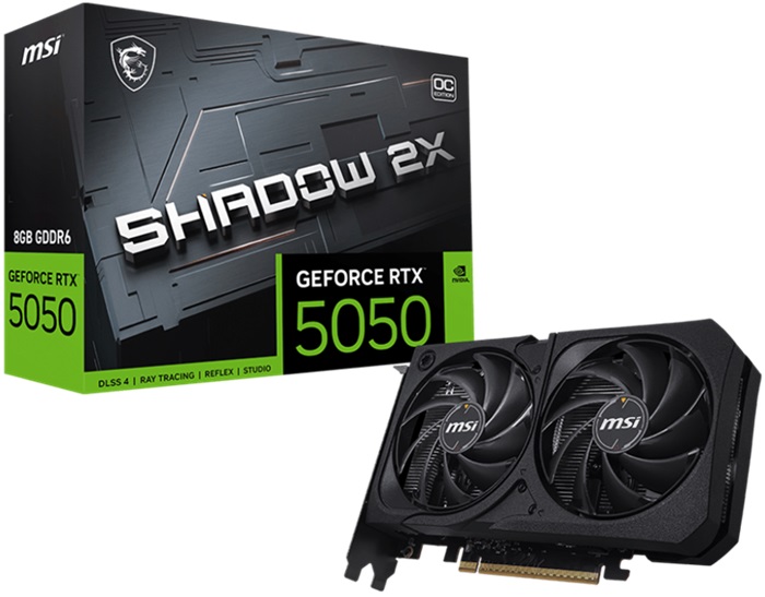 Видеокарта nVidia RTX 5050 MSI RTX 5050 8G SHADOW 2X OC - Миниатюра 1
