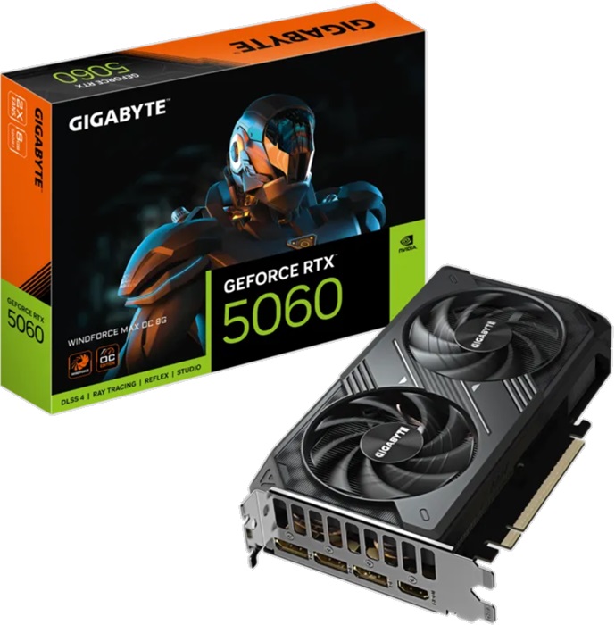 Видеокарта nVidia RTX 5060 Gigabyte RTX 5060 WINDFORCE MAX OC 8G - Миниатюра 1