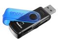 Карт-ридер USB Ginzzu GR-412B; microSD,SD,M2,MS,MMC; черный/синий